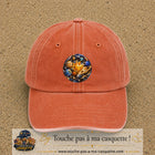 Casquette baseball Orange délavé - Corail délavé 100% coton avec visuel Planètes géométriques 7 cm - image produit principale