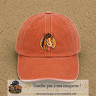 Casquette baseball Orange délavé - Corail délavé 100% coton avec visuel Cheval langue tirée 7 cm - image produit principale