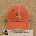 Casquette Orange délavé - Corail délavé 100% coton avec motif Pause soleil transat 5 cm - image principale