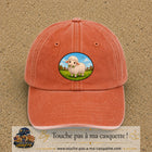 Casquette baseball Orange délavé - Corail délavé 100% coton avec visuel Mouton à la ferme 7 cm - image produit principale
