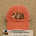 Casquette baseball Orange délavé - Corail délavé 100% coton avec motif Chat endormi 7 cm - image principale
