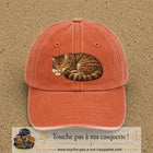 Casquette baseball Orange délavé - Corail délavé 100% coton avec motif Chat endormi 7 cm - image principale