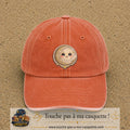 Casquette Orange délavé - Corail délavé motif Lune kawaii 7 cm - vue principale