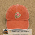 Casquette Orange délavé - Corail délavé motif Bouquet de rose 7 cm - vue principale