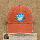 Casquette baseball Orange délavé - Corail délavé 100% coton avec visuel Cygne sur lac 7 cm - image produit principale