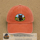 Casquette baseball Orange délavé - Corail délavé 100% coton avec visuel Chat et souris à la ferme 7 cm - image produit principale