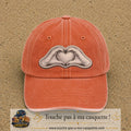 Casquette Orange délavé - Corail délavé motif Mains formant un cœur 7 cm - vue principale