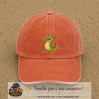 Casquette Orange délavé - Corail délavé 100% coton avec motif Crocodile joyeux 7 cm - image principale