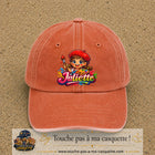 Casquette baseball Orange délavé - Corail délavé 100% coton avec motif Juliette 7 cm - image principale