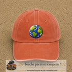 Casquette baseball Orange délavé - Corail délavé 100% coton avec visuel Planète Terre cartoon 7 cm - image produit principale