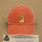 Casquette Orange délavé - Corail délavé 100% coton avec motif Félin sauvage qui rit 7 cm - image principale