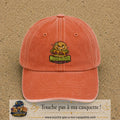 Casquette baseball Orange délavé - Corail délavé 100% coton avec visuel Moistburger dégueu mais fier 7 cm - image produit principale