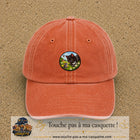 Casquette baseball Orange délavé - Corail délavé 100% coton avec visuel Chat noir et souris 5 cm - image produit principale