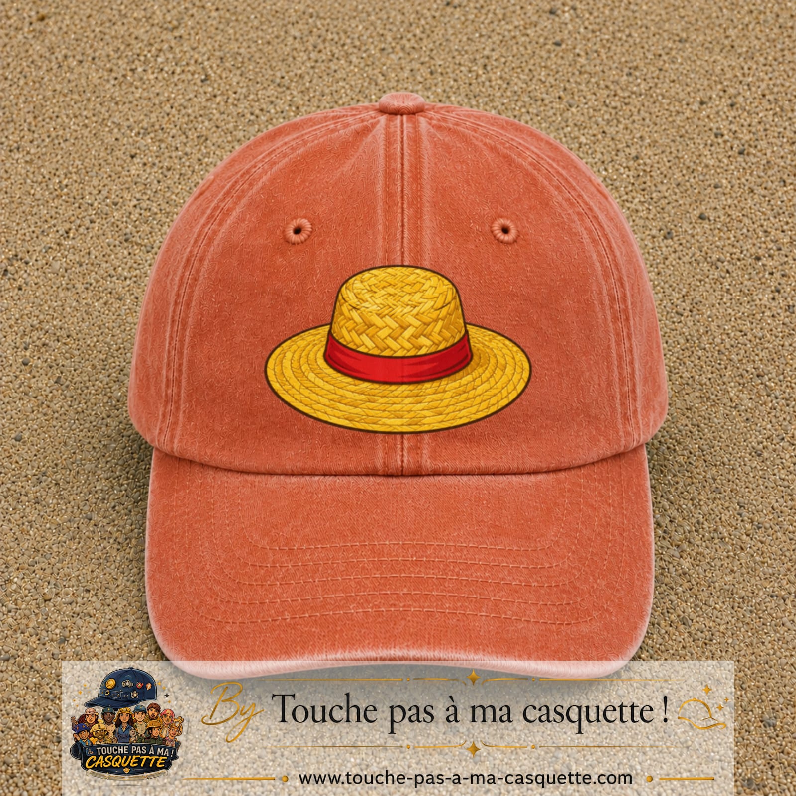 Casquette baseball Orange délavé - Corail délavé 100% coton avec motif Chapeau de paille 7 cm - image principale