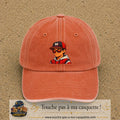 Casquette Orange délavé - Corail délavé 100% coton avec motif Garçon casquette rouge et lunettes 7 cm - image principale