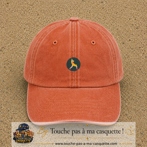 Casquette baseball Orange délavé - Corail délavé 100% coton avec visuel Banane drôle 3 cm - image produit principale