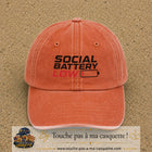 Casquette Orange délavé - Corail délavé 100% coton avec motif Social Battery Low 7 cm - image principale