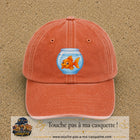 Casquette Orange délavé - Corail délavé 100% coton avec motif Poisson rouge dans bocal 7 cm - image principale