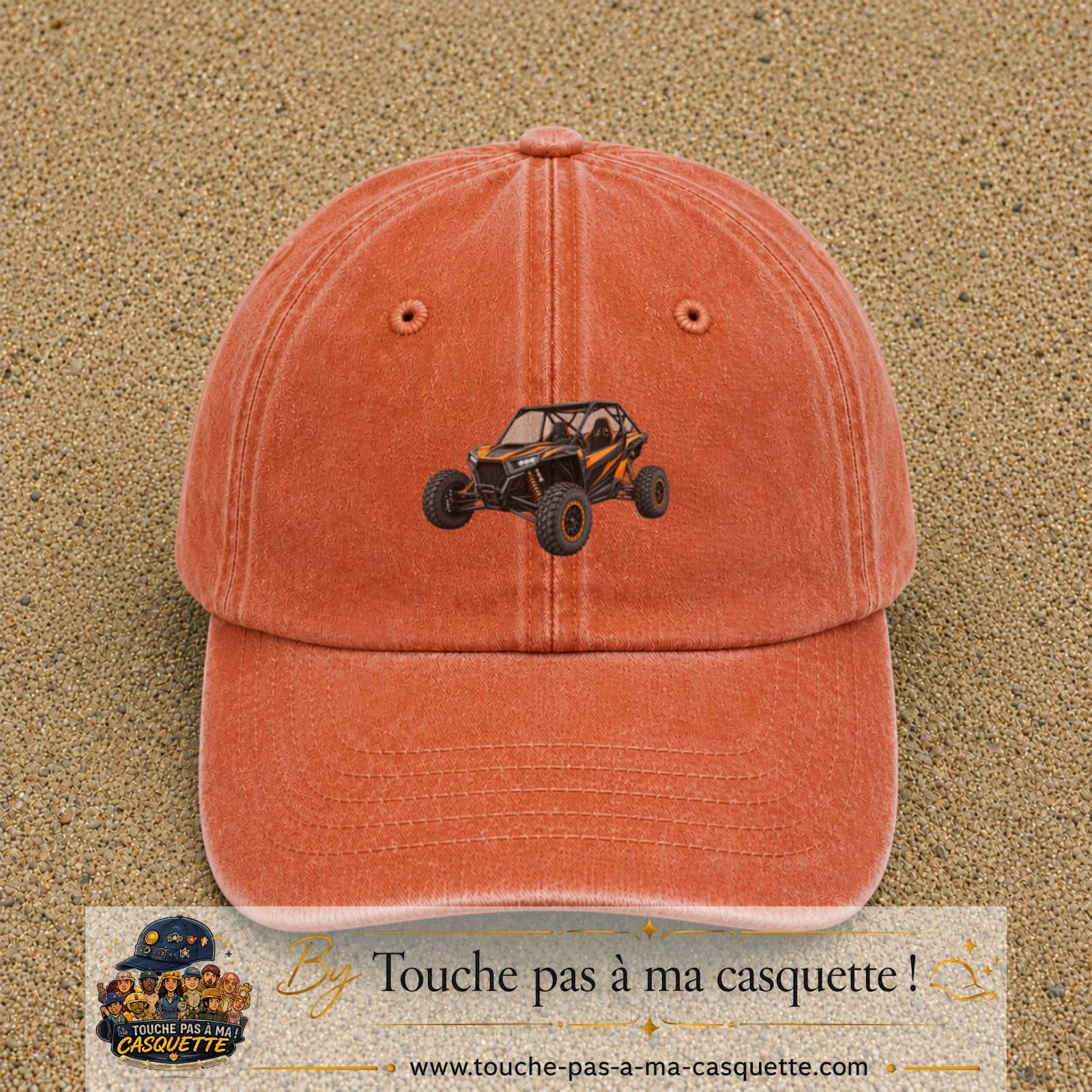 Casquette Orange délavé - Corail délavé 100% coton avec motif Buggy tout-terrain orange 5 cm - image principale