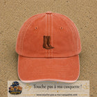 Casquette Orange délavé - Corail délavé 100% coton avec motif Bottes cowboy 5 cm - image principale