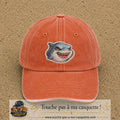Casquette Orange délavé - Corail délavé motif Requin fun 7 cm - vue principale