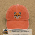 Casquette Orange délavé - Corail délavé motif Renard kawaii 7 cm - vue principale
