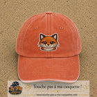 Casquette Orange délavé - Corail délavé motif Renard kawaii 7 cm - vue principale