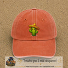 Casquette baseball Orange délavé - Corail délavé 100% coton avec visuel Cactus sombrero 7 cm - image produit principale
