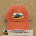 Casquette baseball Orange délavé - Corail délavé 100% coton avec motif Tracteur agricole 7 cm - image principale