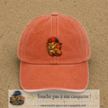 Casquette Orange délavé - Corail délavé 100% coton avec motif Lion casquette street 7 cm - image principale