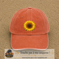Casquette Orange délavé - Corail délavé motif Tournesol éclatant 7 cm - vue principale