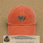Casquette Orange délavé - Corail délavé motif Cœur calligraphie 5 cm - vue principale