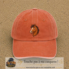 Casquette baseball Orange délavé - Corail délavé 100% coton avec visuel Cheval souriant 7 cm - image produit principale