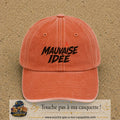 Casquette Orange délavé - Corail délavé 100% coton avec motif Mauvaise idée 7 cm - image principale