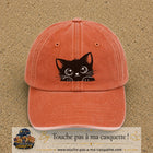 Casquette Orange délavé - Corail délavé motif Chaton malicieux 7 cm - vue principale