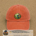 Casquette baseball Orange délavé - Corail délavé 100% coton avec visuel Colibri tropical 7 cm - image produit principale