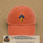 Casquette Orange délavé - Corail délavé 100% coton avec motif Orage antique et éclair doré 7 cm - image principale