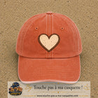 Casquette Orange délavé - Corail délavé 100% coton avec motif Cœur bohème 7 cm - image principale