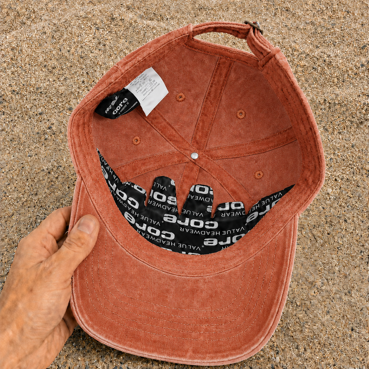 Casquette Orange délavé - Corail délavé motif Tennis court raquette 3 cm - vue 6