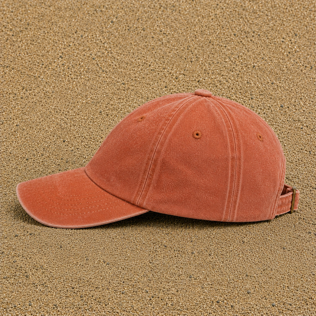 Casquette Orange délavé - Corail délavé 100% coton style baseball