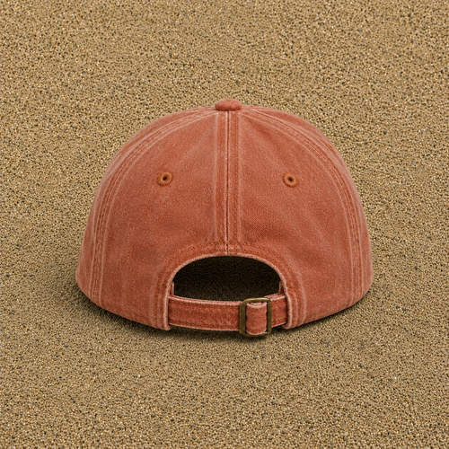 Vue complémentaire casquette Orange délavé - Corail délavé - motif Pion d’échecs royal