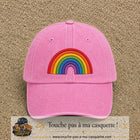 Image principale produit187grosRS - casquette Rose délavé avec visuel Arc-en-ciel 7 cm