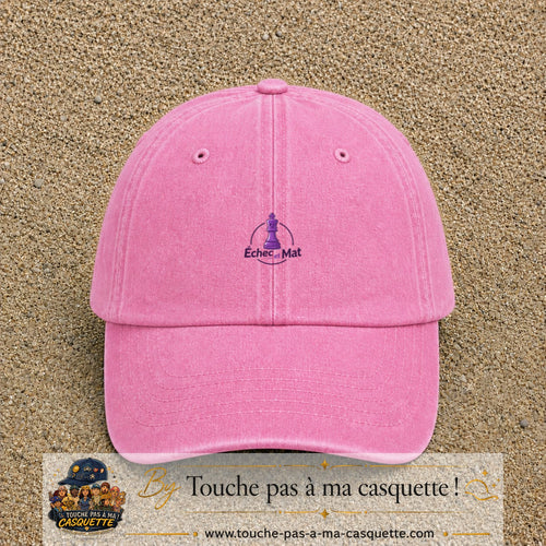 Image principale produit134petitRS - casquette Rose délavé avec visuel Échec mat couronne 3 cm