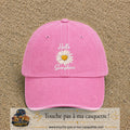 Image principale produit29grosRS - casquette Rose délavé avec visuel Hello sunshine marguerite blanc 7 cm