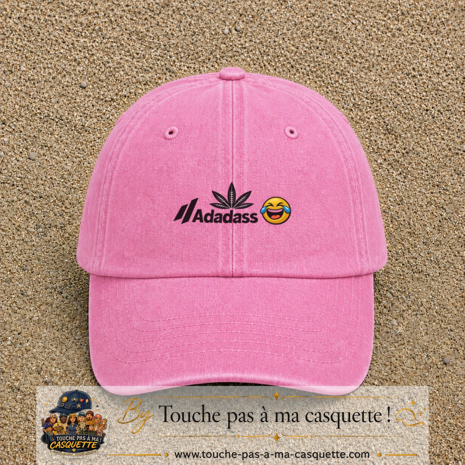 Image principale produit37petitRS - casquette Rose délavé avec visuel Adadass emoji rieur 3 cm