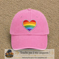Image principale produit25grosRS - casquette Rose délavé avec visuel Cœur arc-en-ciel écusson 7 cm