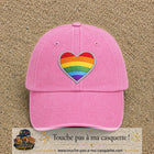 Image principale produit25grosRS - casquette Rose délavé avec visuel Cœur arc-en-ciel écusson 7 cm