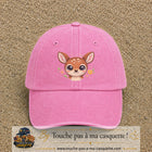 Image principale produit98grosRS - casquette Rose délavé avec visuel Faon fleuri 7 cm