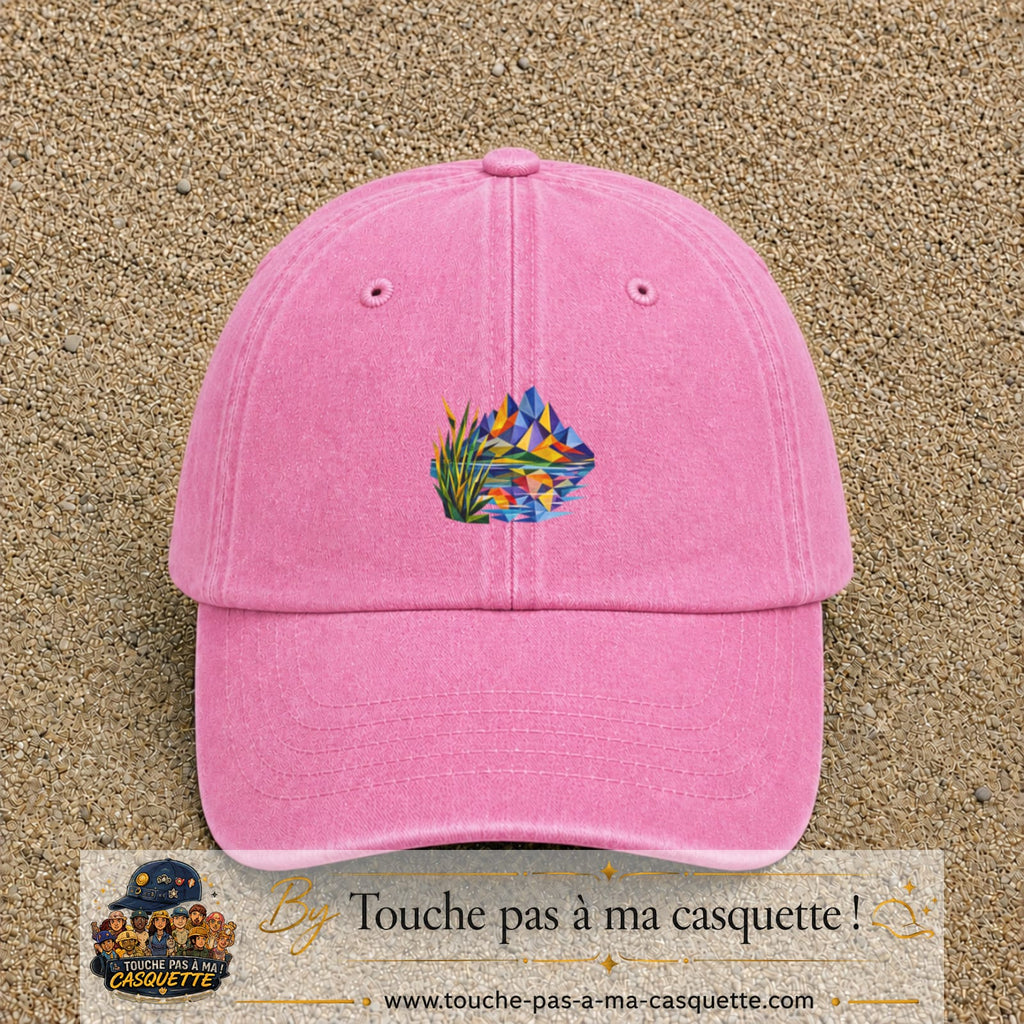 Image principale casquette Rose délavé avec motif Lac de montagne 5 cm