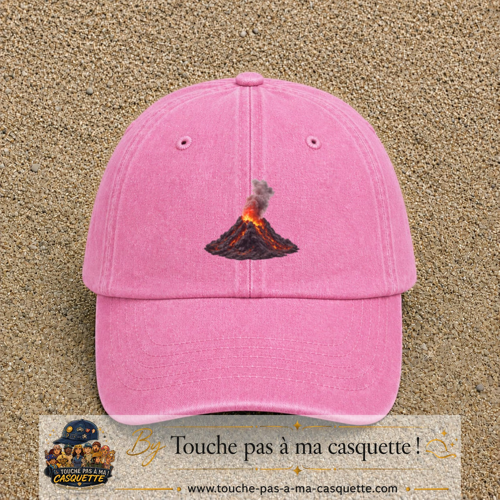 Image principale casquette Rose délavé avec motif Cratère fumant 7 cm